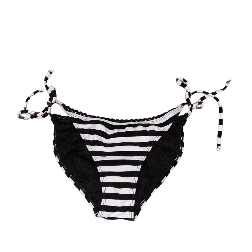 Material Girl Black and White Striped Bikini Bottom